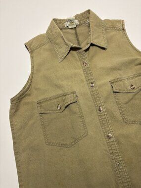 MOUNTAIN TEK TAN / BROWN SLEEVELESS ADVENTURE BUTTON UP COTTON TOP